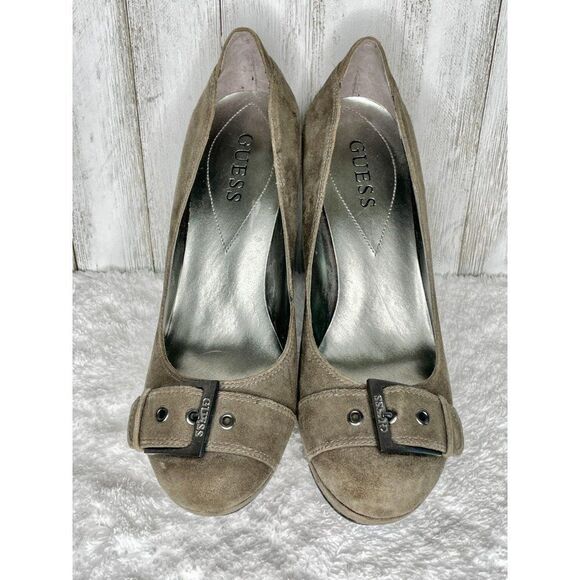 Guess Pants - Guess Suede High Heels Pumps Buckle 7.5M